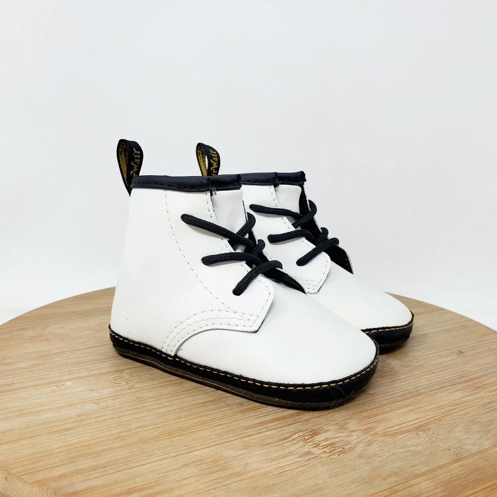 Dr Martens Boots Baby 3‎ White Lace Up 1460 Crib Shoes Infant Boys Girls